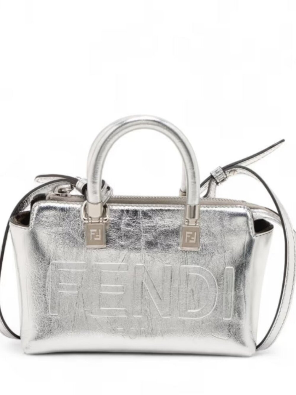 Fendi By The Way Mini Leather Two-Way Handbag Silver